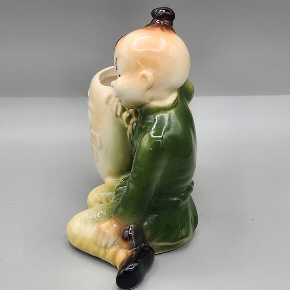Vintage Asian Boy Royal Copley Oriental Ceramic Pottery Planter Figurine FLAWS - Picture 4 of 10